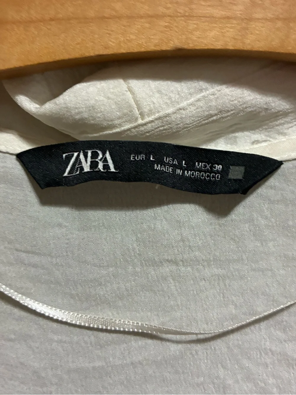 Zara White Puff Sleeve Blouse with Rhinestone Buttons - Size L